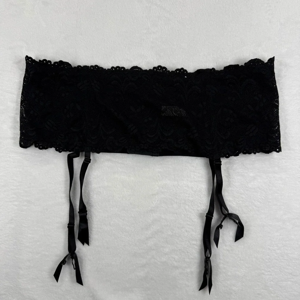 Cacique Black Lace Garter Belt‎ Corset Style Size 18/20